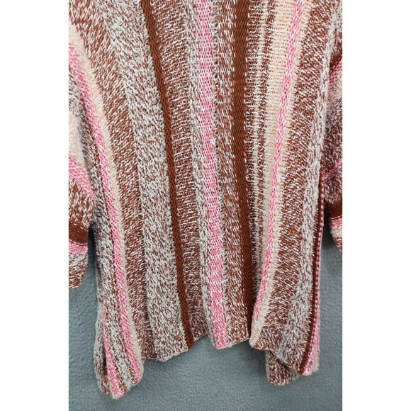 J.Jill 3D Knit Striped Short Sleeve Open Front Sweater-Size Medium-Soft-Hippie - Picture 10 of 11